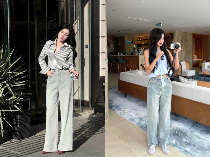 Phối đồ với quần ống rộng jean