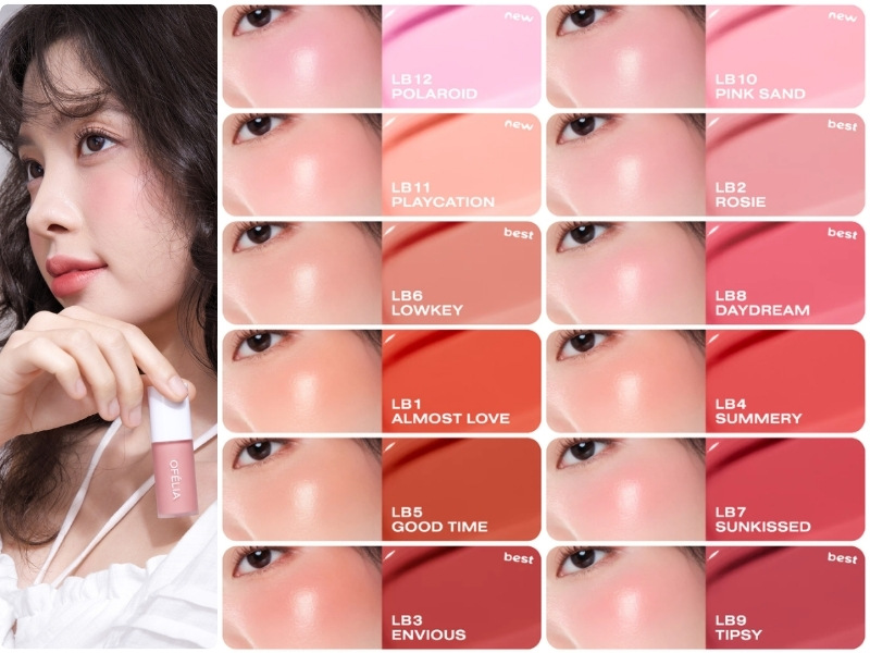  Bảng màu má hồng OFÉLIA Lolli Liquid Blush