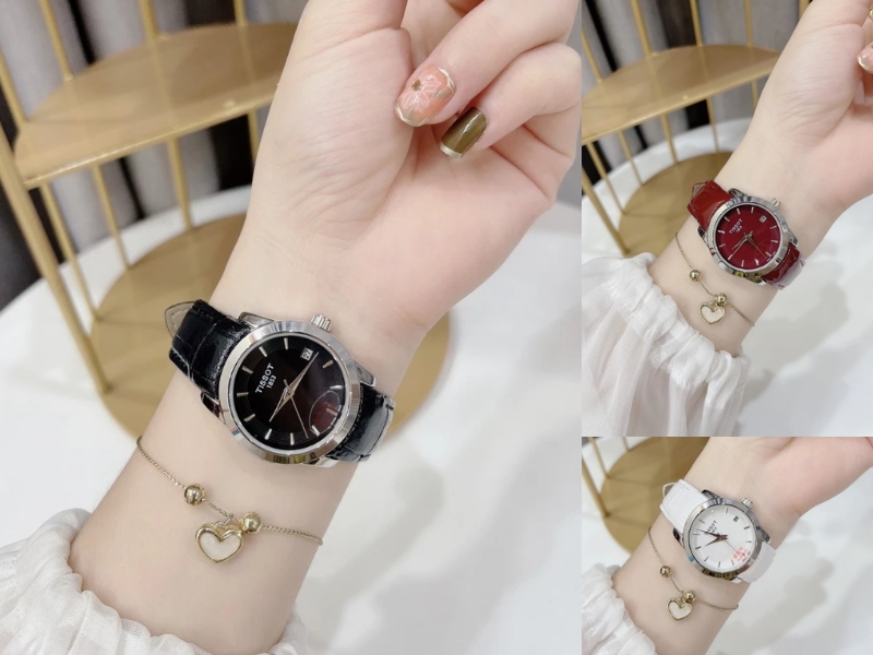 những mẫu đồng hồ nữ đẹp Tissot Couturier Lady màu đen, đỏ, trắng