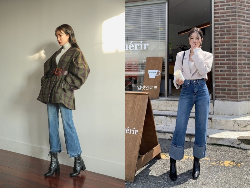 giày chelsa boot và quần ống rộng