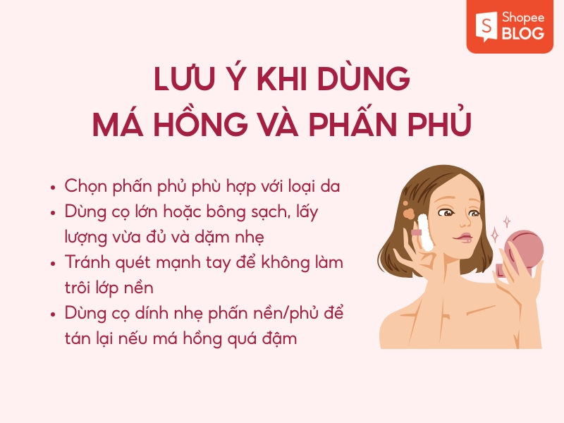 sử dụng má hồng và phấn phủ đúng cách