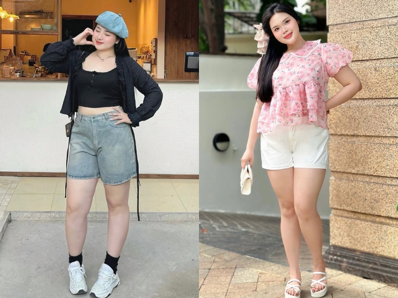 outfit nữ 1m50 với quần jeans cạp cao và áo croptop