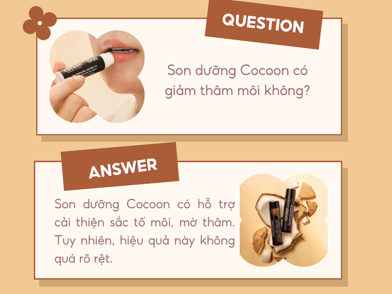 Son dưỡng Cocoon hỗ trợ làm mờ và cải thiện sắc tố môi