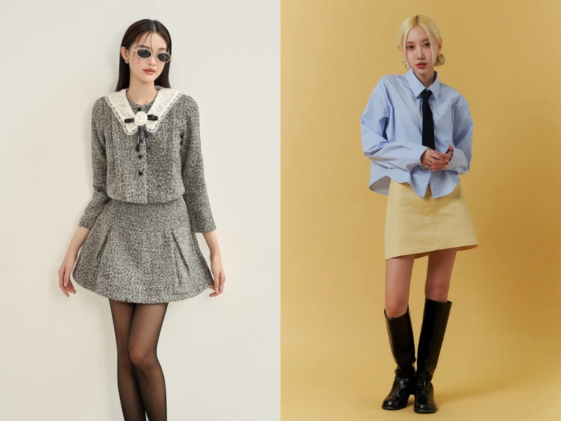 phối đồ với chân váy chữ a