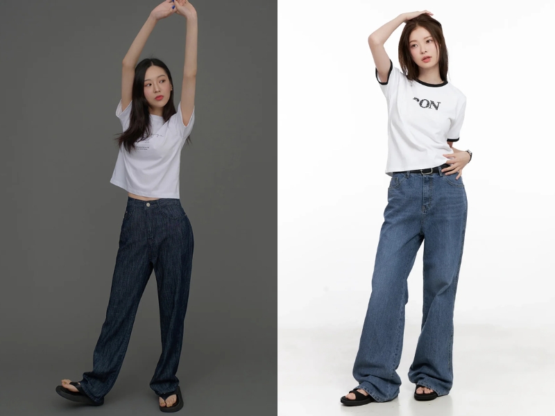 Sandal đế xuồng phối quần jeans