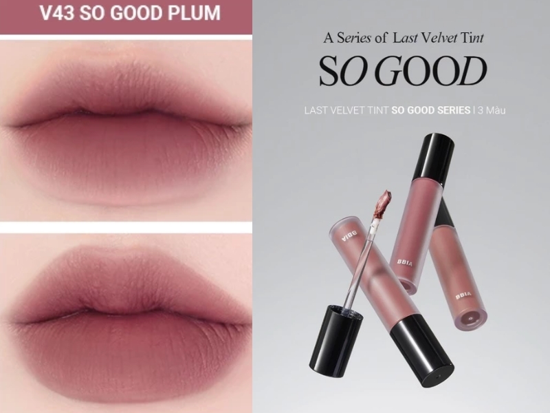 Son Bbia V43 swatch trên môi