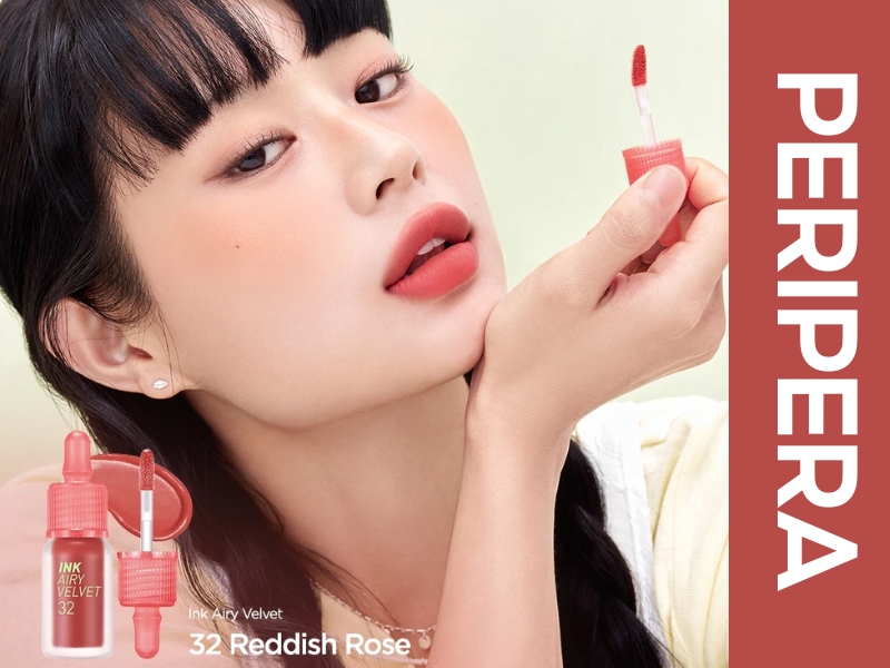 son dành cho mặt mộc Peripera Ink Airy Velvet màu cánh hồng khô