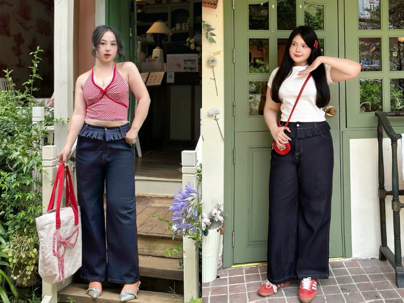 Phối đồ cho nữ 1m50 mũm mĩm với quần cạp cao jean