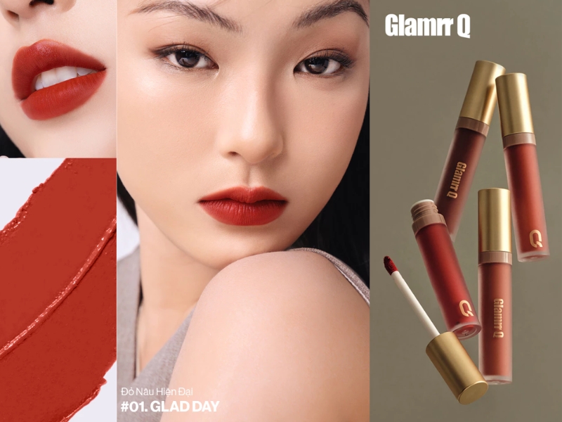 màu son đỏ nâu #01 Glad Day Glamrr Q