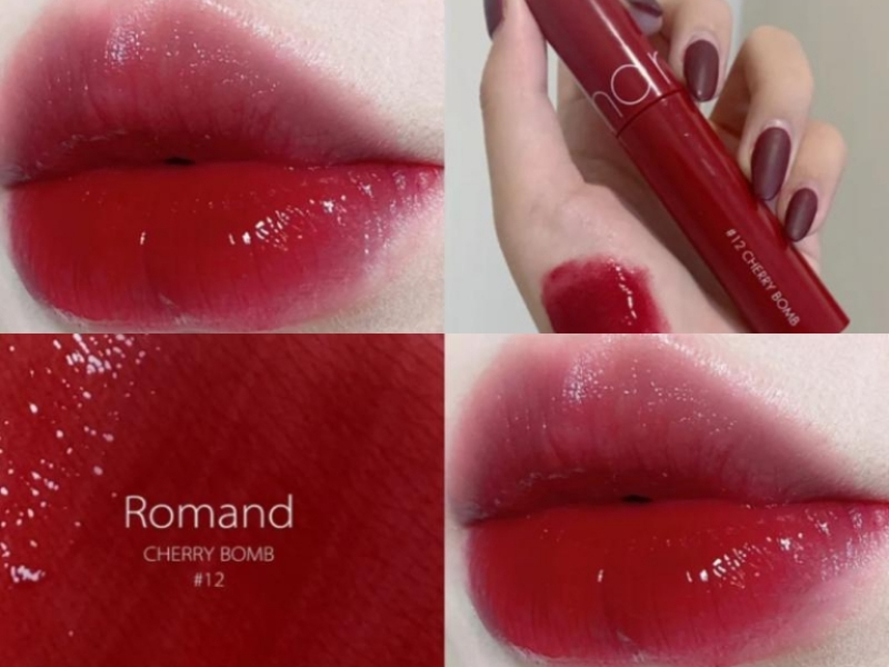 swatch màu son Romand Juicy Lasting Tint #12 