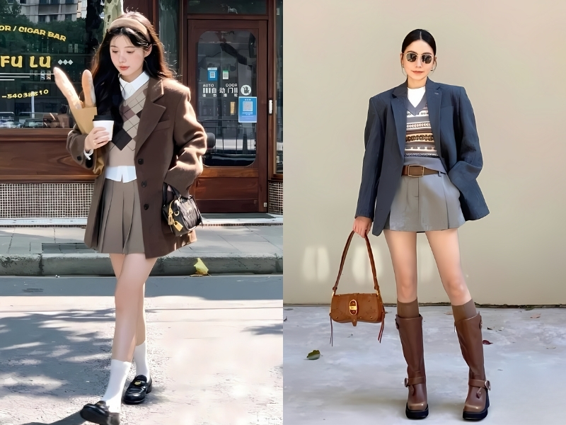 Phối áo gile vest với blazer hoặc suit