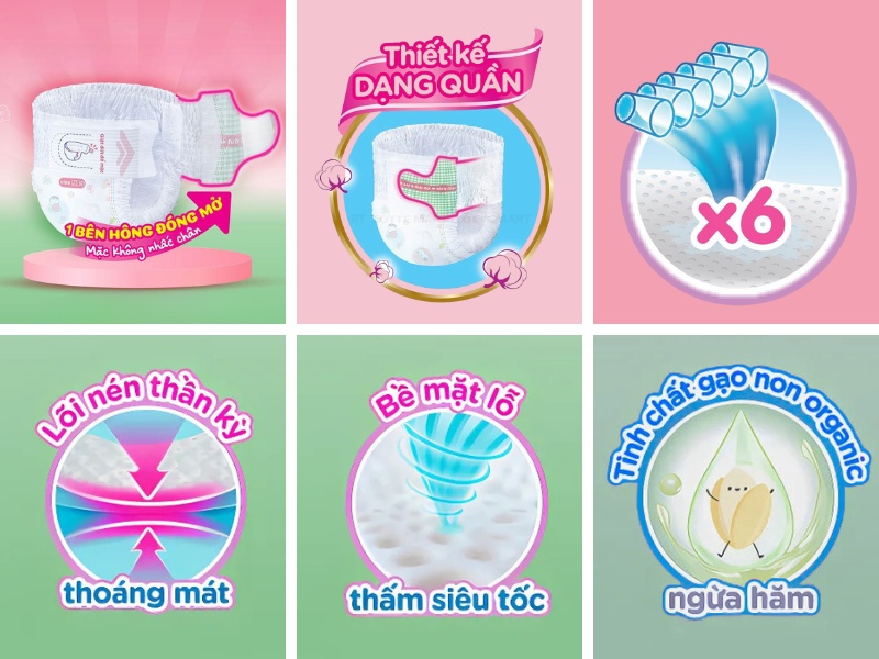 Đặc điểm nổi bật Bobby Tã Quần Mở Một Bên