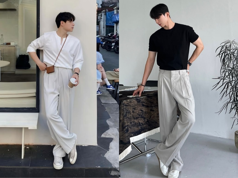 Áo thun và quần ống rộng