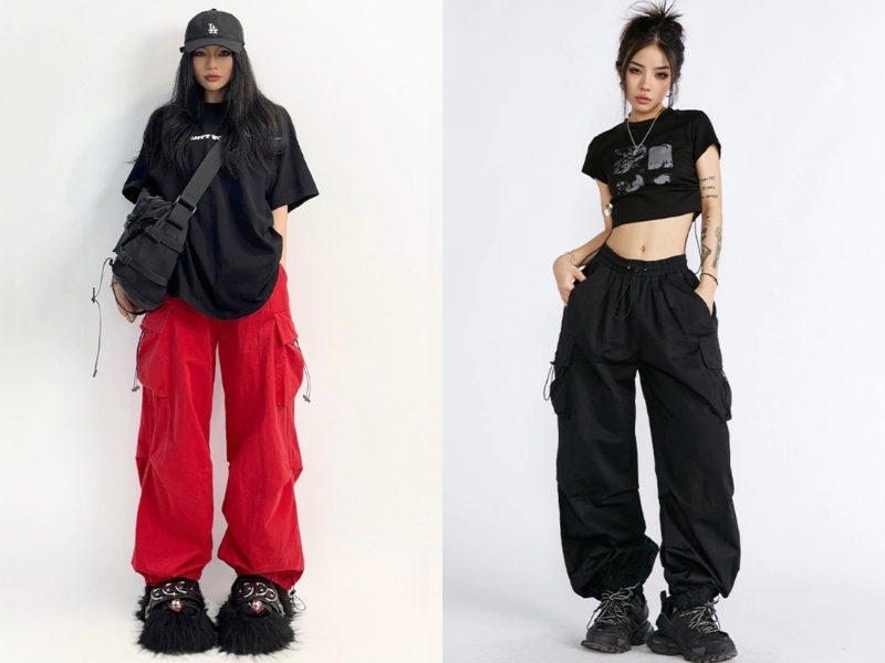 Quần túi hộp phối với áo thun là outfit cho học sinh nữ đi học cấp 2