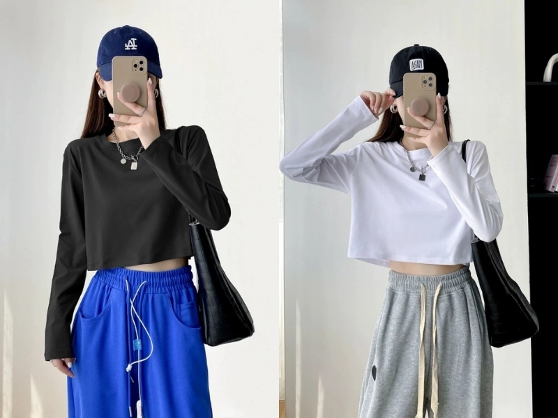 Các mẫu áo croptop rộng phối với quần
