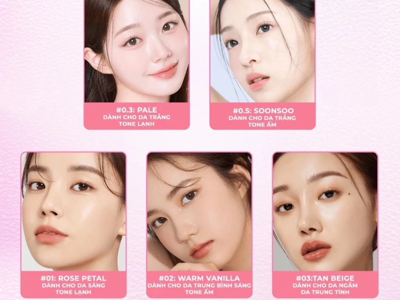 Bảng màu đa dạng, tạo hiệu ứng da glowy trong trẻo