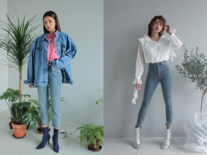 Phối đồ với giày boot nữ cùng quần jean