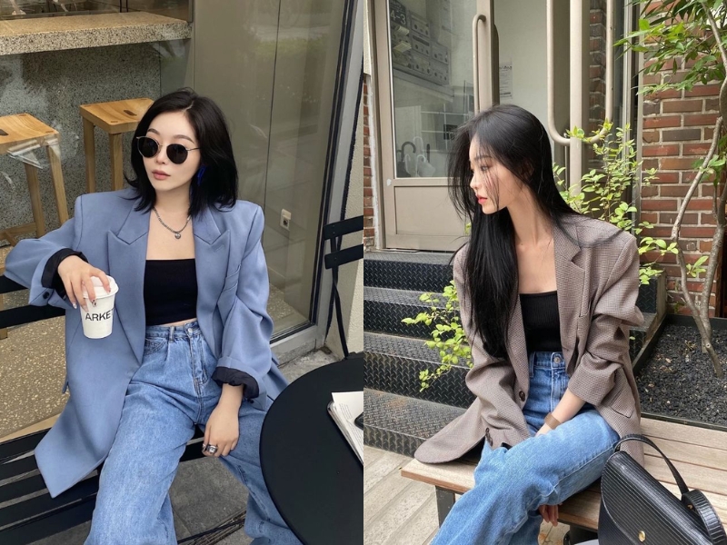 áo croptop thể thao, blazer dáng rộng