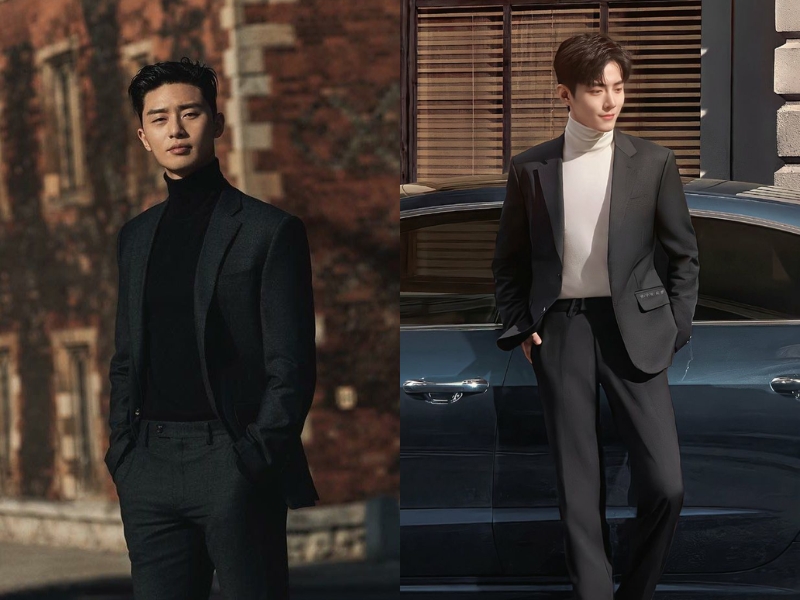 phối vest nam với áo cổ lọ