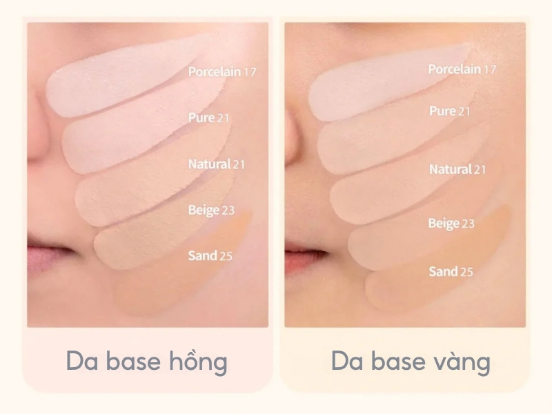 Swatch bảng màu Romand NU Zero Cushion