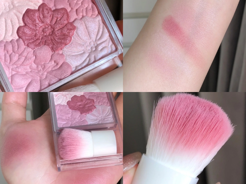 Má hồng Canmake Glow Fleur Cheeks có nhũ màu hồng