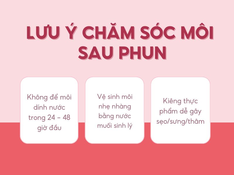 Một số lưu ý chăm sóc môi sau phun