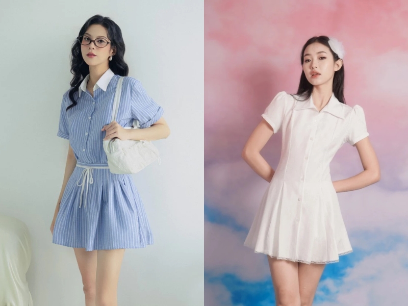 Đầm sơ mi ngắn cho những cô nàng đi đám cưới