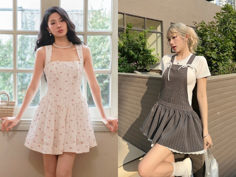 Phối đồ cho người gầy với đầm dáng ngắn 