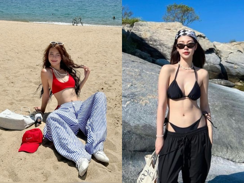 áo bikini với quân dài ống rộng 