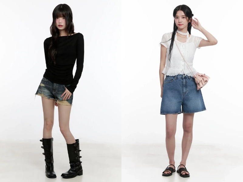 phối đồ với quần short nữ