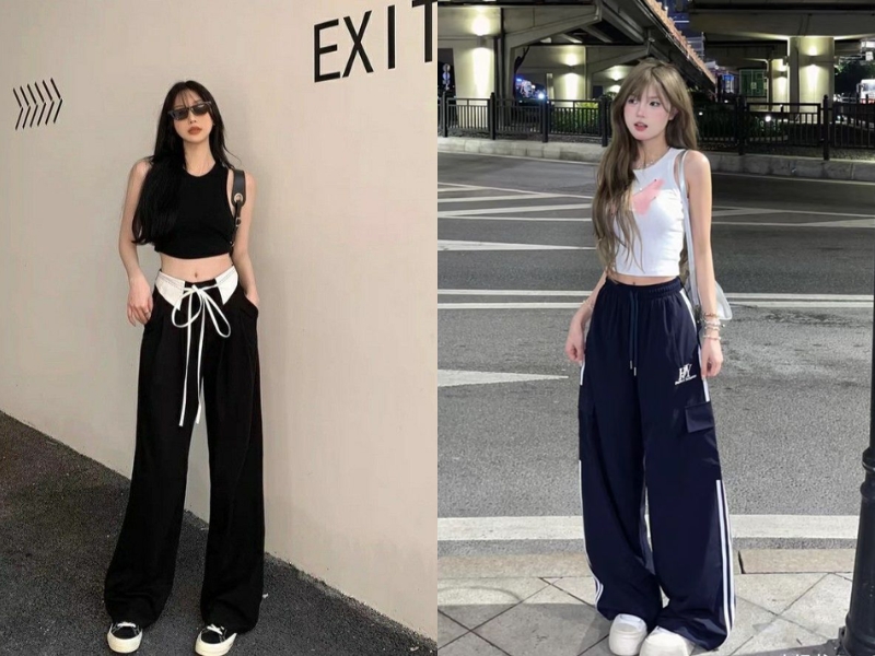 mix áo tank top nữ với quần jogger