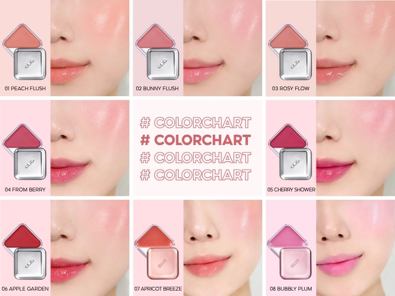bảng màu má hồng Clio Essential Lip Cheek Tap