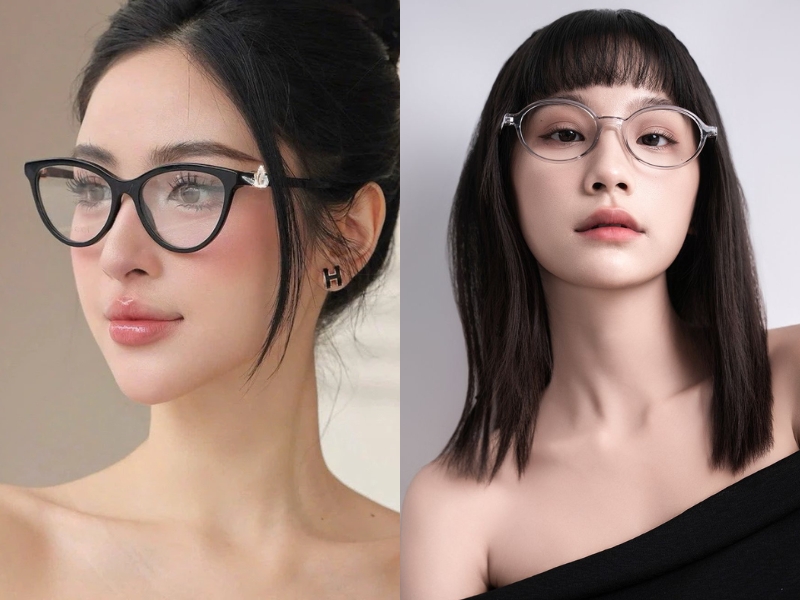 Kính mắt mèo, kính oval cho dáng mặt kim cương