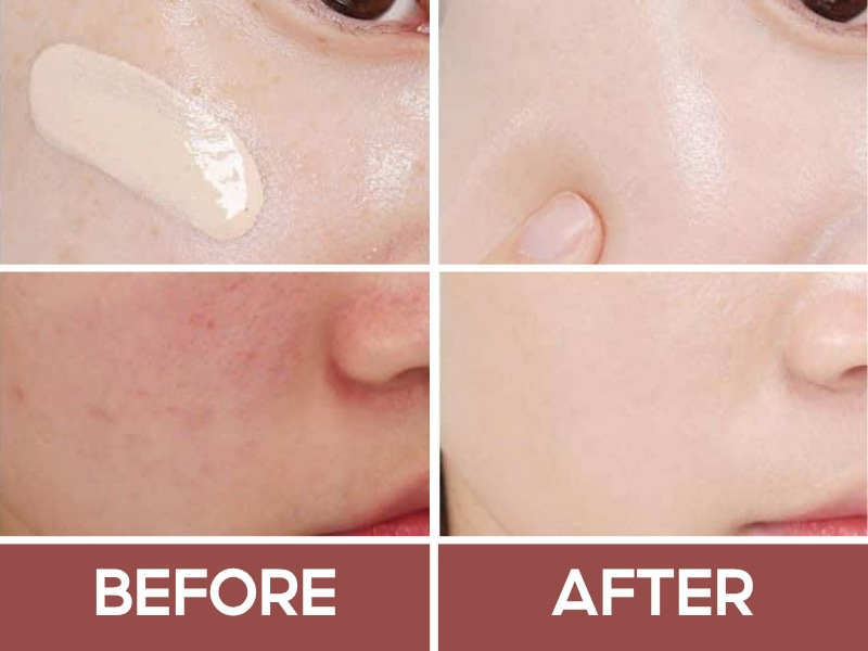 Trước và sau khi đánh The Whoo Cheongidan Essence Cushion