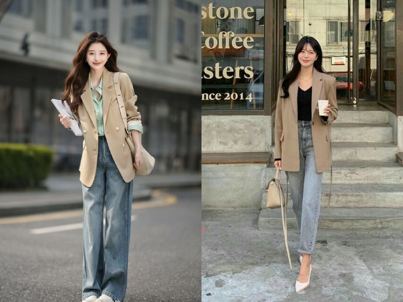 Kết hợp áo vest cùng quần jean