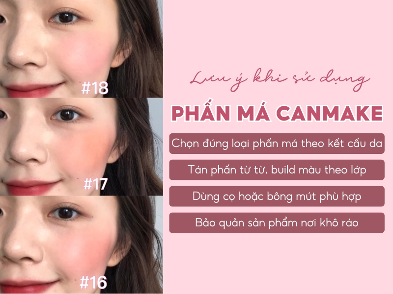 Những lưu ý khi sử dụng phấn má hồng Canmake  