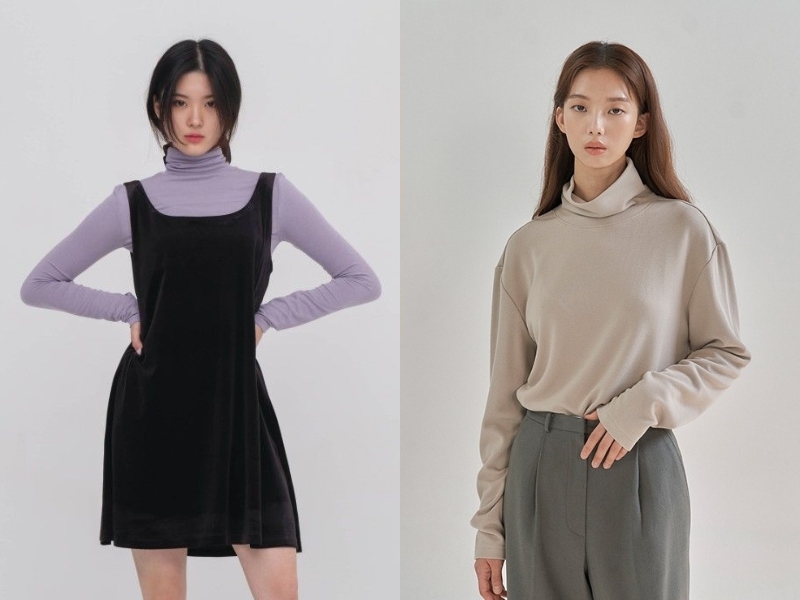 Phối đồ với áo len cổ lọ