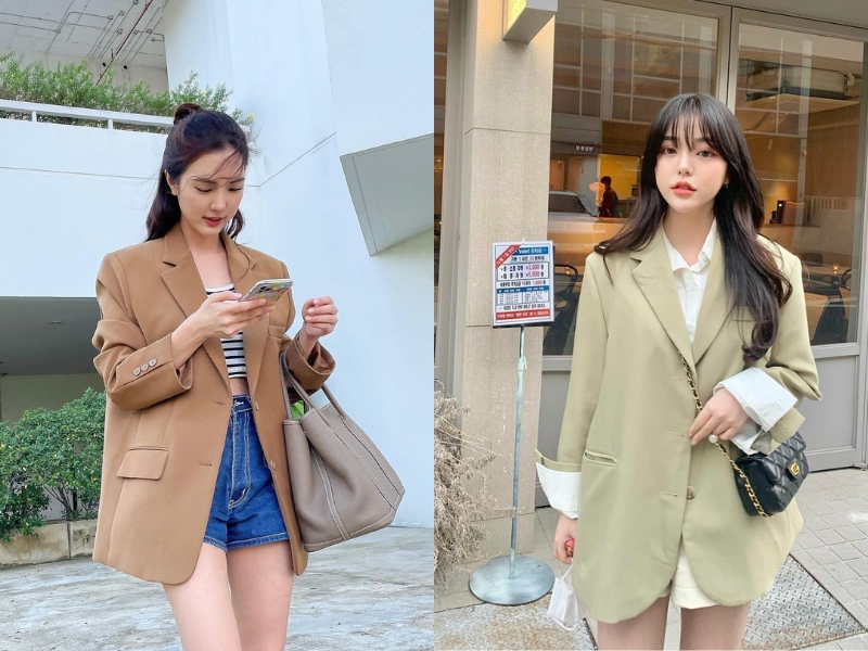 phối áo blazer và quần short 