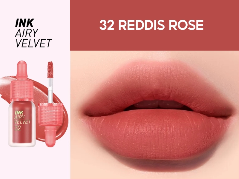 Màu son đỏ hoa hồng của Peripera Ink Airy Velve