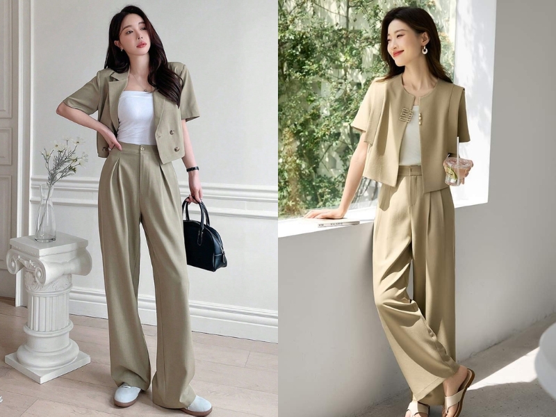 Layering với áo vest croptop