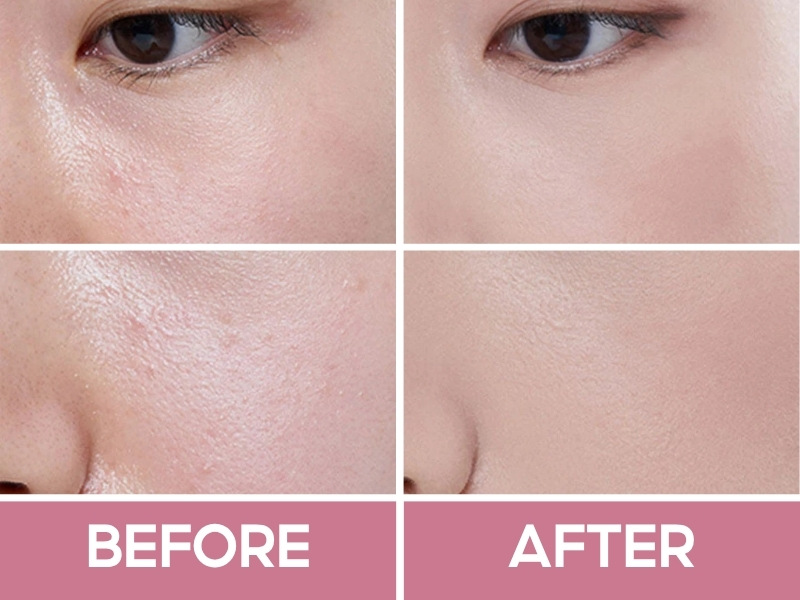Trước và sau khi đánh Glamrr Q Long Wear Cushion