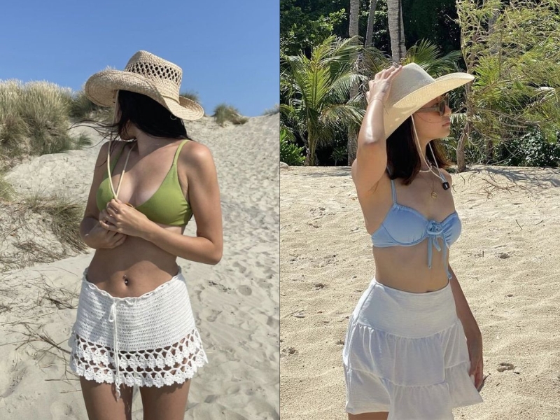 Phối áo bikini với chân váy ngắn 
