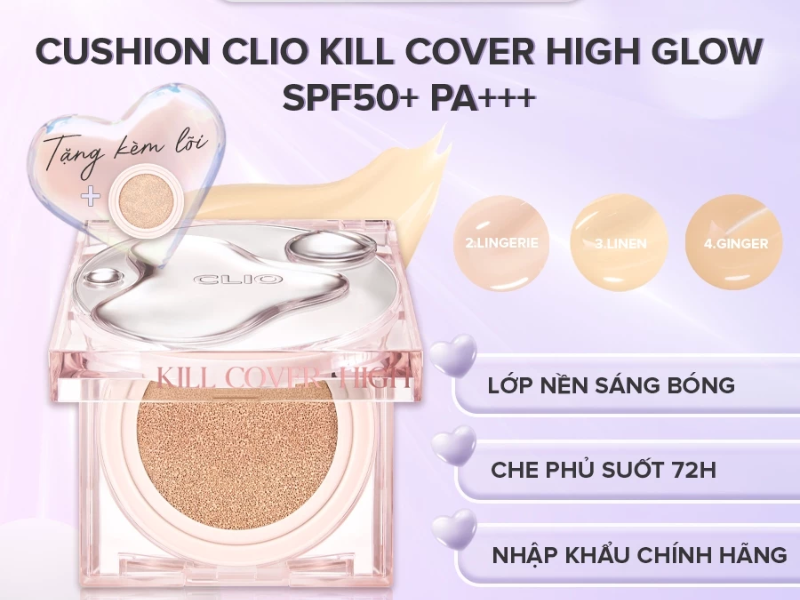 cushion CLIO màu hồng cho da dầu mụn
