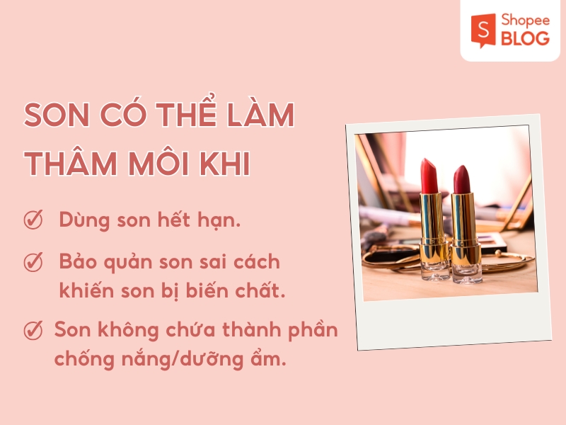 Dùng son hết hạn khiến cho môi bị xỉn màu