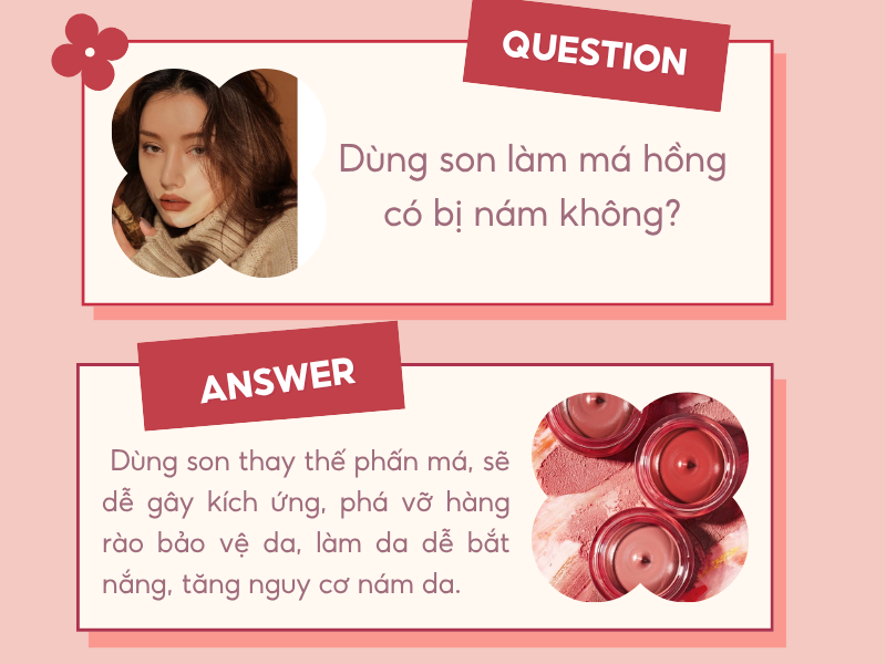 dùng son làm má hồng có bị nám không
