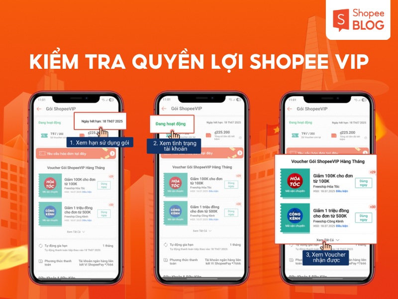 Cách kiểm tra quyền lợi gói ShopeeVIP