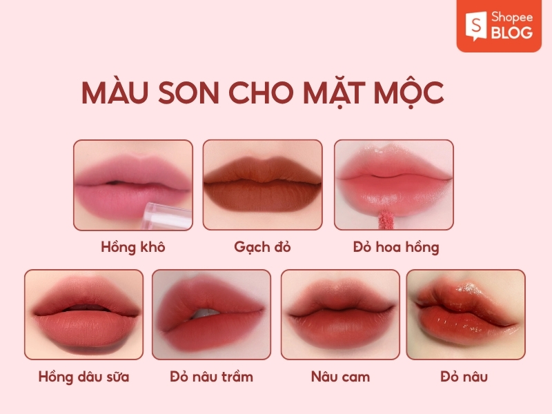 Các màu son cho mặt mộc