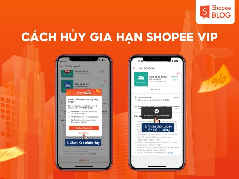Cách hủy gia hạn gói ShopeeVIP