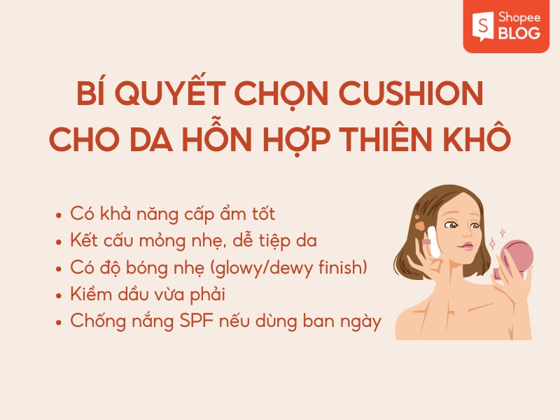 cách chọn cushion cho da hỗn hợp thiên khô