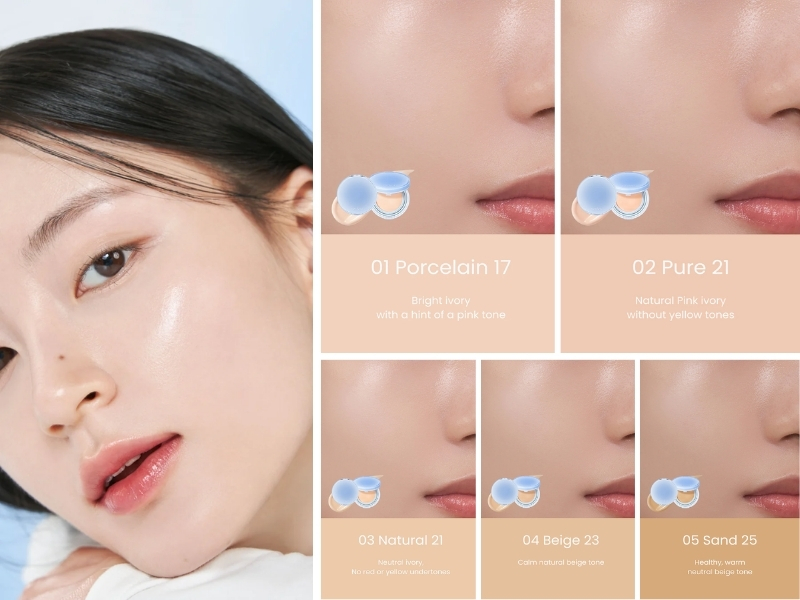 phấn nước Romand Bare Water Cushion trên da